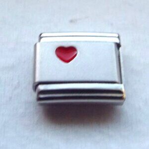 Little red enamel heart 9mm stainless steel Italian charm bracelet link new
